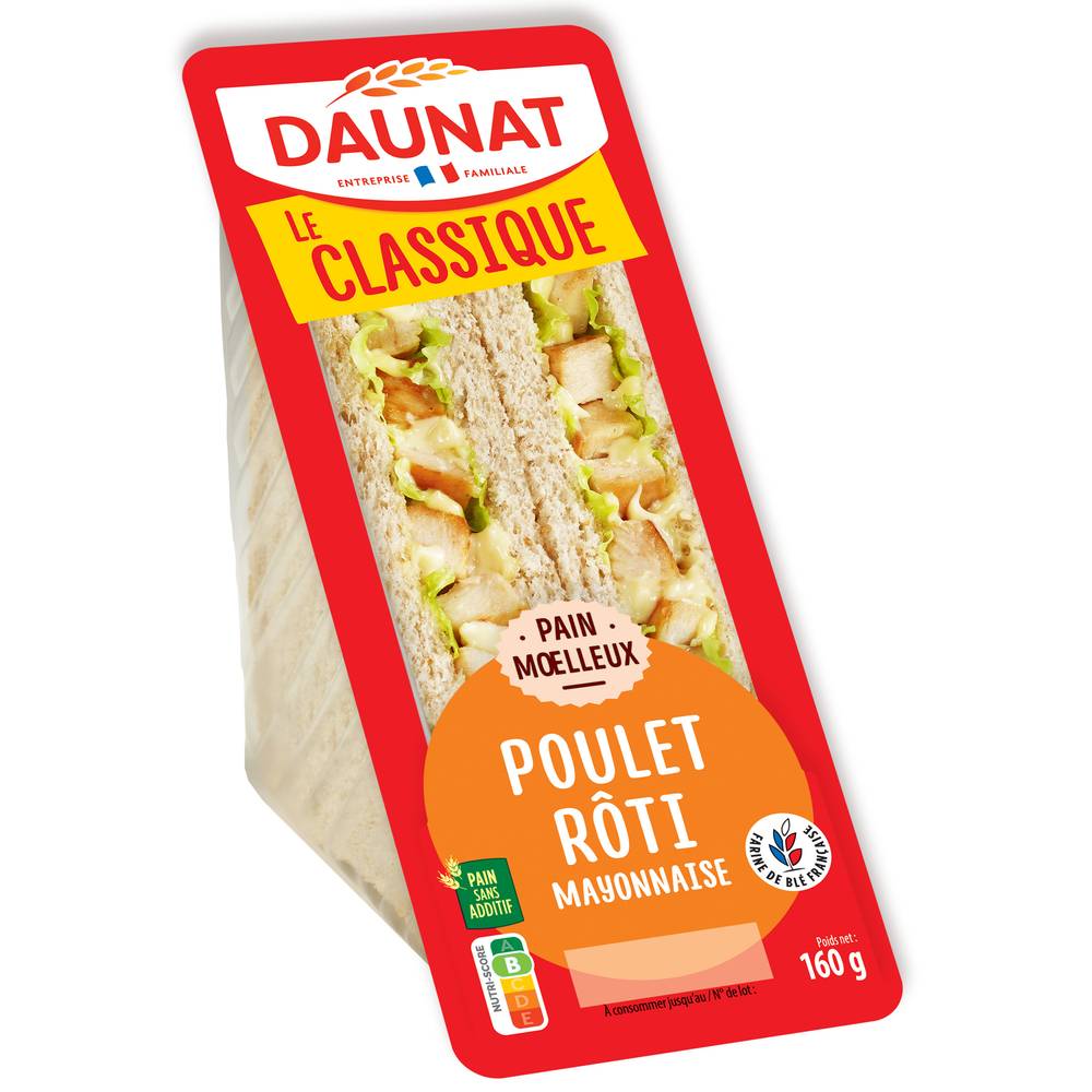 Daunat - Sandwichs au pain de mie poulet rôti mayonnaise