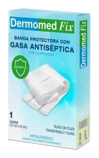 Banda protectora con gasa antiséptica con clorhexidina Dermomed Fix 1 ud.