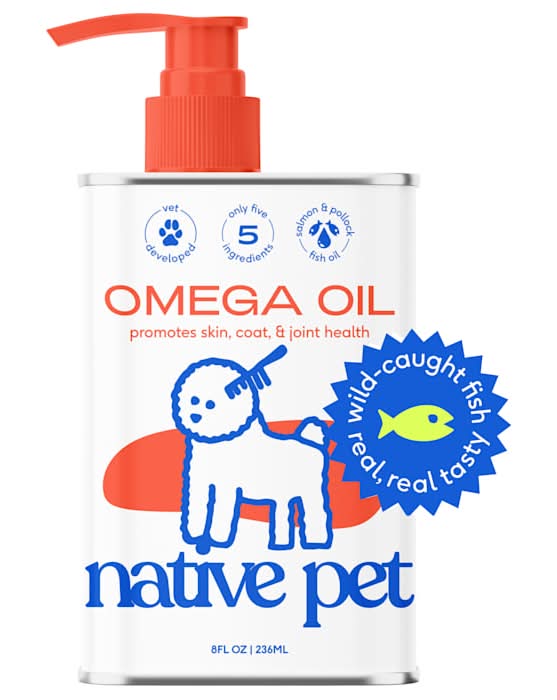 Native Pet Omega-3 Fish Oil & Alaskan Salmon Oil Skin & Coat Health Supplement for Dogs, 8 fl. oz.