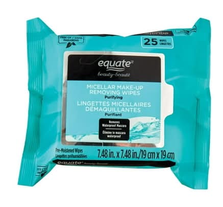 Equate Beauty Micellar Make-Up Removing Wipes, 7.48 in x 7.48 in (25 ct)