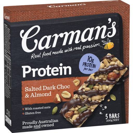 Carman's Protein Bars Salted Dark Choc & Almond 200g