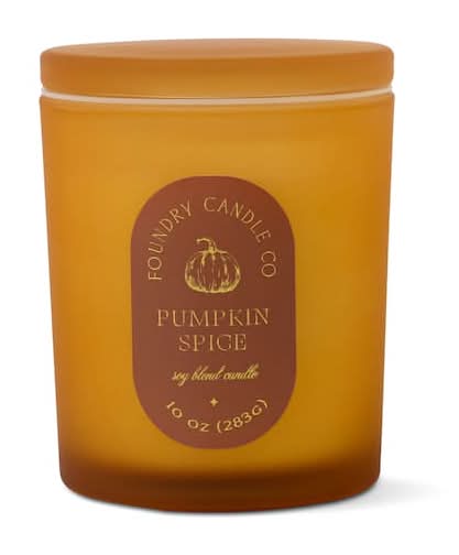 Foundry Candle Co. Single Wick Glass Candle With Lid, Pumpkin Spice, 3.5x3.5x4.33 in (10 oz)