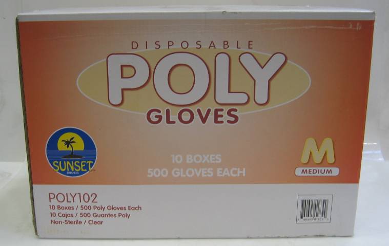Sunset - Poly Gloves, Size Medium - 500 ct (500 Units)
