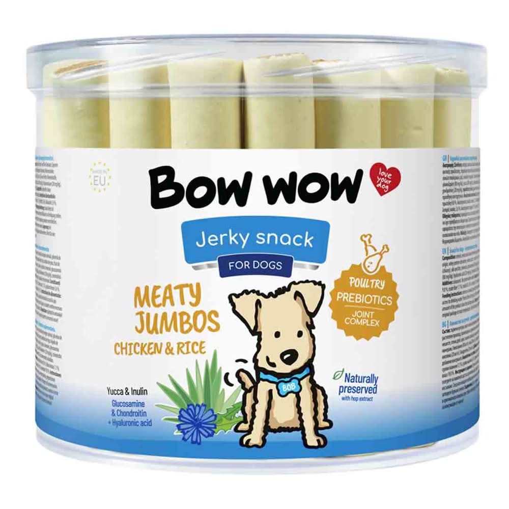 Bow Wow Jumbo, Meaty Chicken & Rice Jerky Snacks For Dogs (45g)