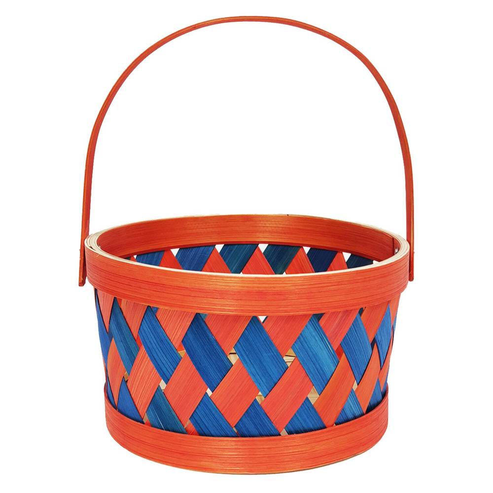 Cottondale Round Basket, Blue/Orange, 7 in