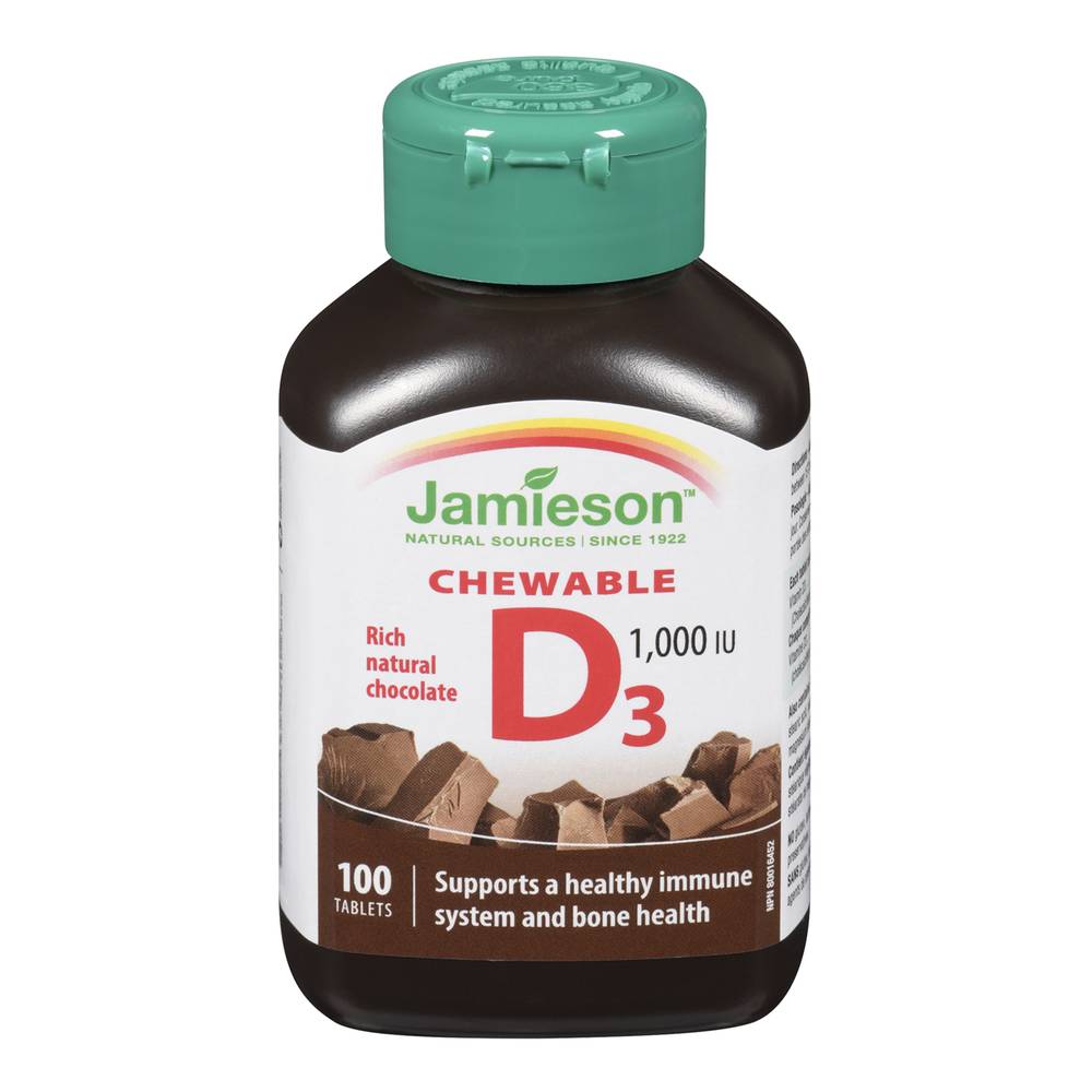 Jamieson Natural Chocolate Flavour Chewable Vitamin D 1,000 Iu Tablets (100 ct)