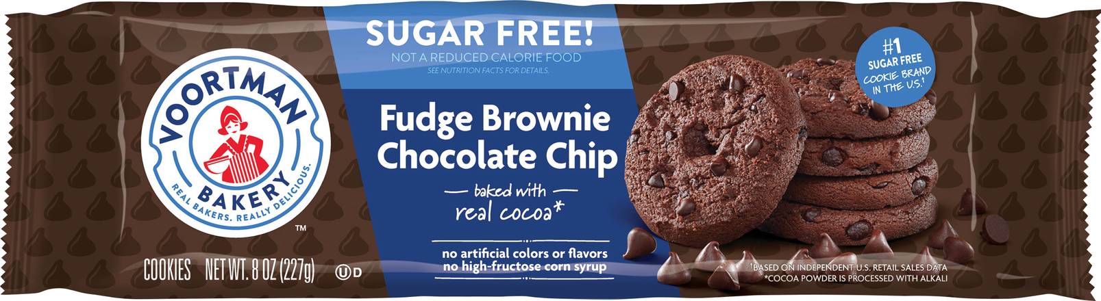 Voortman Sugar Free Fudge Brownie Chocolate Chip Cookies (8 oz)