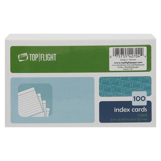 Top Flight 3" X 5" Ruled Index Cards (100 ct)