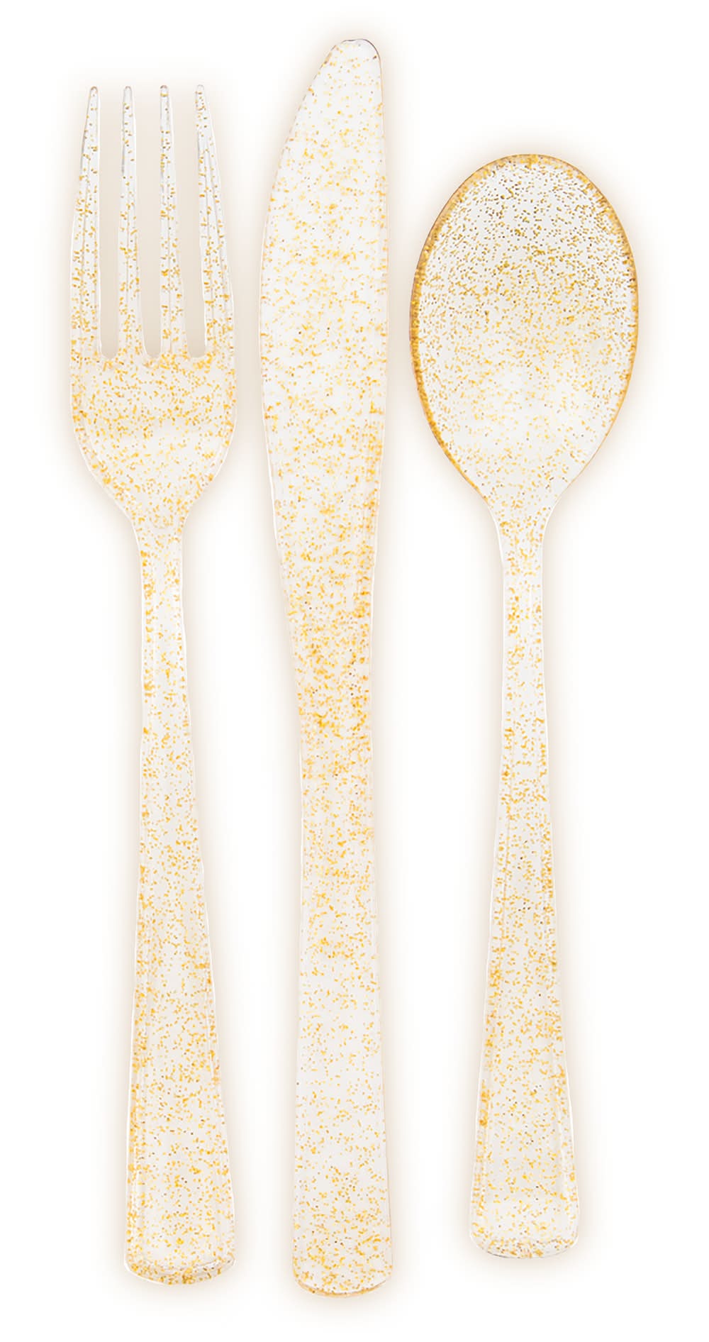 Gold Glitter Plastic Cutlery 18-Count Set