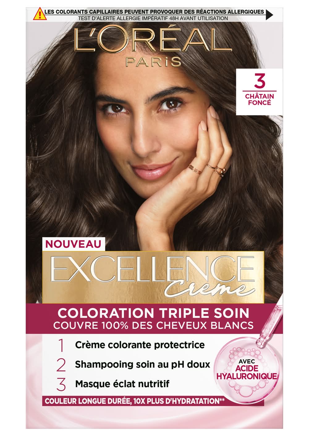 L'Oréal - Excellence coloration cheveux 3 châtain foncé (260g)