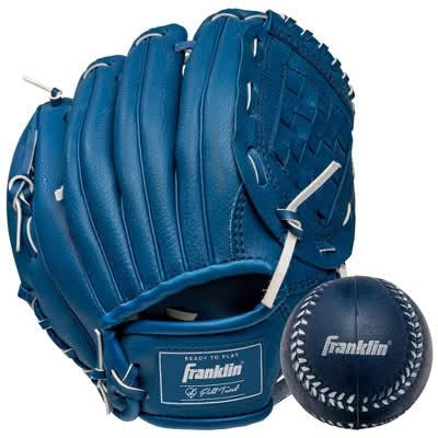Franklin Sports Teeball Glove With Ball, 9 in, Navy