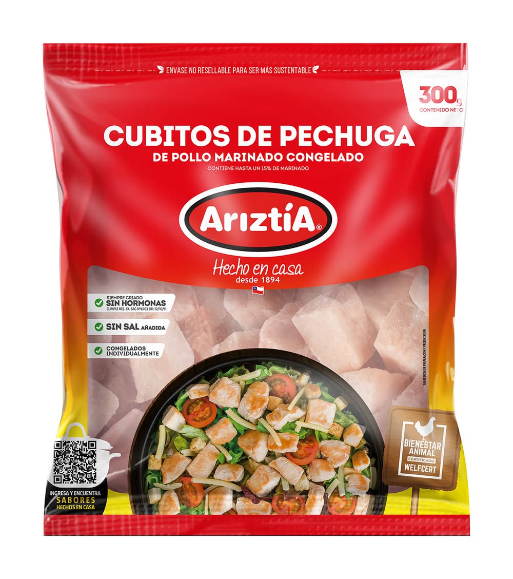 Ariztía · Cubitos de pechuga de pollo marinados congelados - Pollo (300 g)