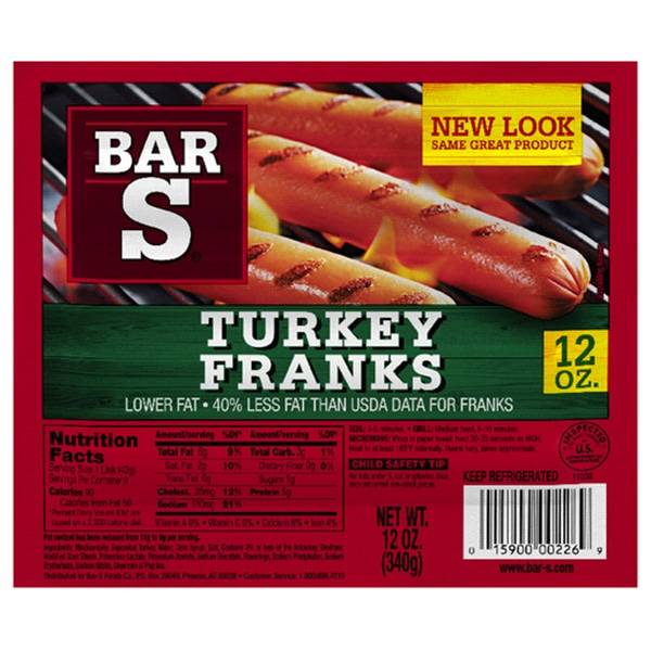 Bar-S Turkey Franks, 12 oz.