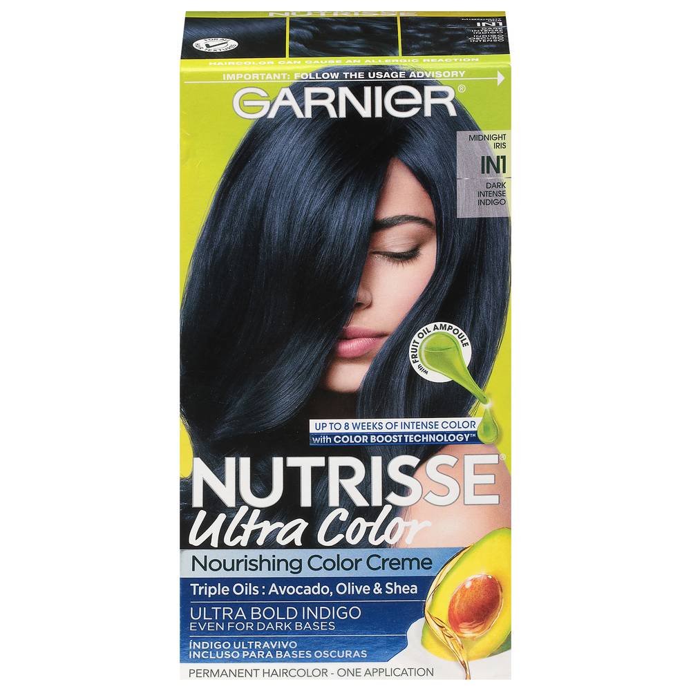 Nutrisse Haircolor, Permanent, Nourishing Color Creme, Midnight Iris In1, Dark Intense Indigo 1 Ea