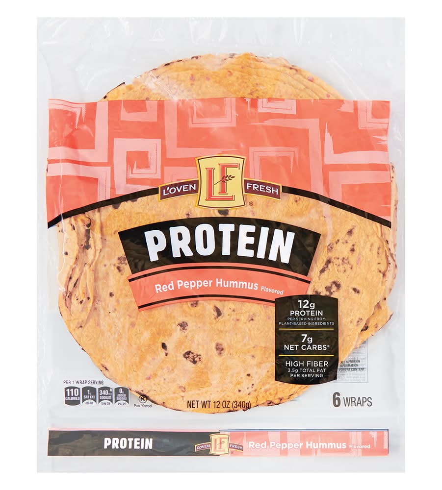 L'oven Fresh Protein Wraps, Red Pepper Hummus (12 oz, 6 ct)