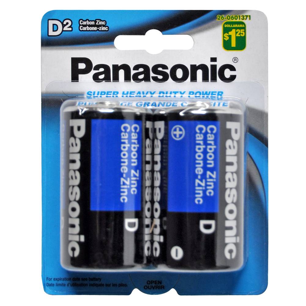 Panasonic piles carbon zinc d (2 unités)