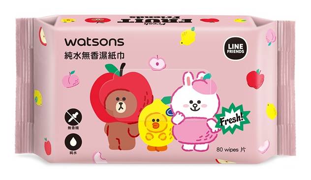 屈臣氏純水無香濕紙巾80抽(Line Friends Fruit)