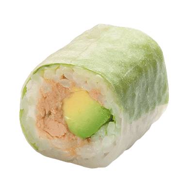 Green roll Thon, Salade, Concombre, Avocat, Coriande, Menthe et Sauce Spicy Mayo
