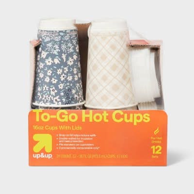 up&up Compostable Hot Cups With Lids 16 fl oz Cups (12 ct)