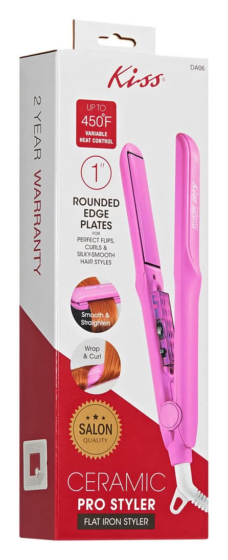 KISS 1-Inch Ceramic Pro Styler Flat Iron Styler 2 Assorted Colors