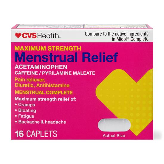 CVS Health Maximum Strength Menstrual Relief Caplets, 16 CT
