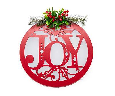 "Joy" Pine & Holly LED Wall Decor