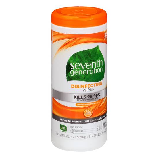 Lemongrass Citrus Scent Disinfecting Wipes Seventh Generation 35 ct