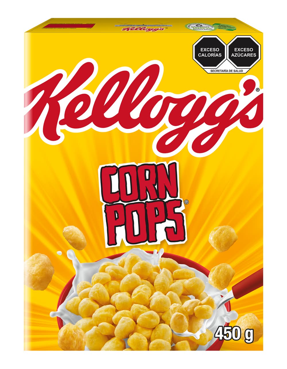 Corn Pops · Cereal de maíz inflado y endulzado (450 g)