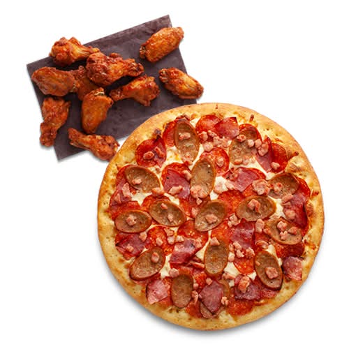 Petite Pizza Carnivore + Ailes de Poulet (10 Ailes)