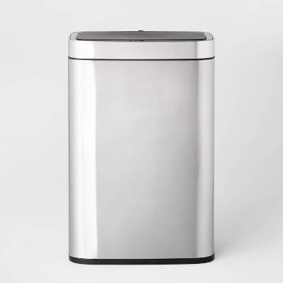 Brightroom Motion Wastebasket With Liner, Silver - Black