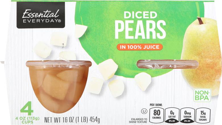 Essential Everyday Diced Pears in Juice (4 ct)