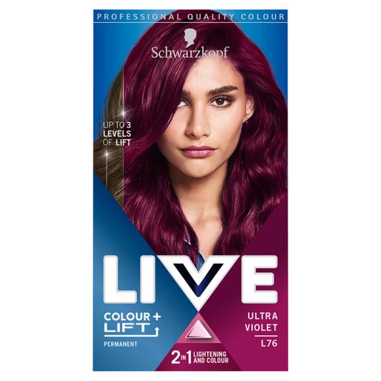 Schwarzkopf Live Colour + Lift Purple Hair Dye Ultra Violet L76 Permanent (100g)