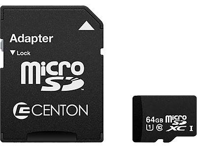 Centon 64GB MicroSDXC Memory Card with Adapter, Class 10, UHS-I, V10 (C1-MSDXU1-64.1)