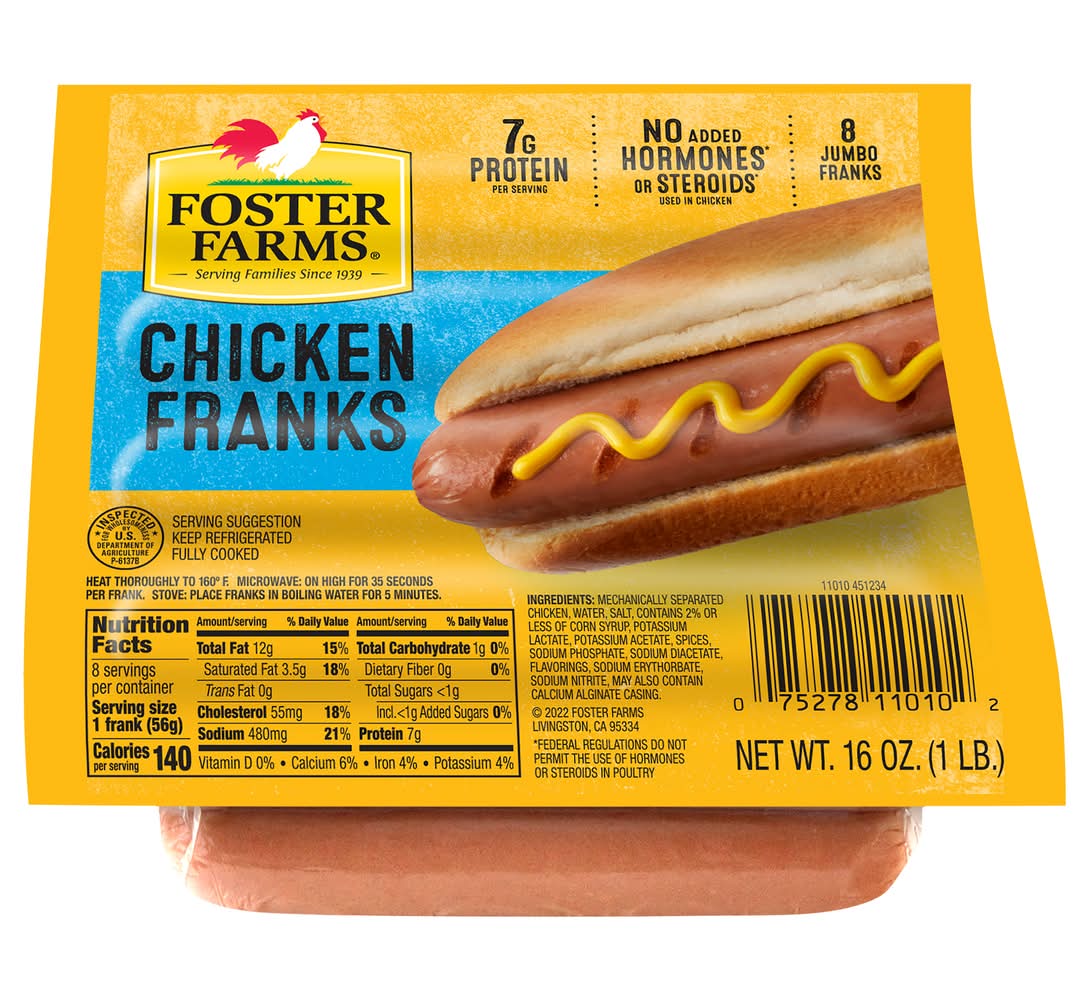 Foster Farms Chicken Franks Hot Dogs (16 oz, 8 ct)