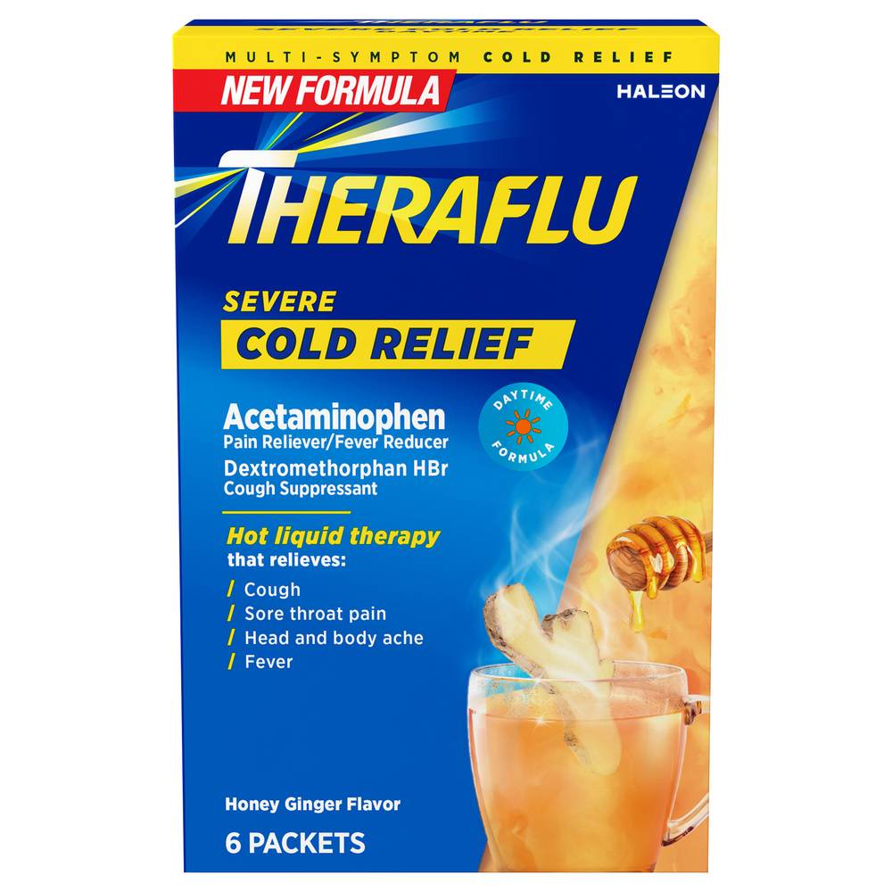 Theraflu Severe Cold Relief, Honey Ginger (6 ct)