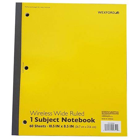 Wexford Wireless Wide Ruled 1 Subject Color May Vary Notebook