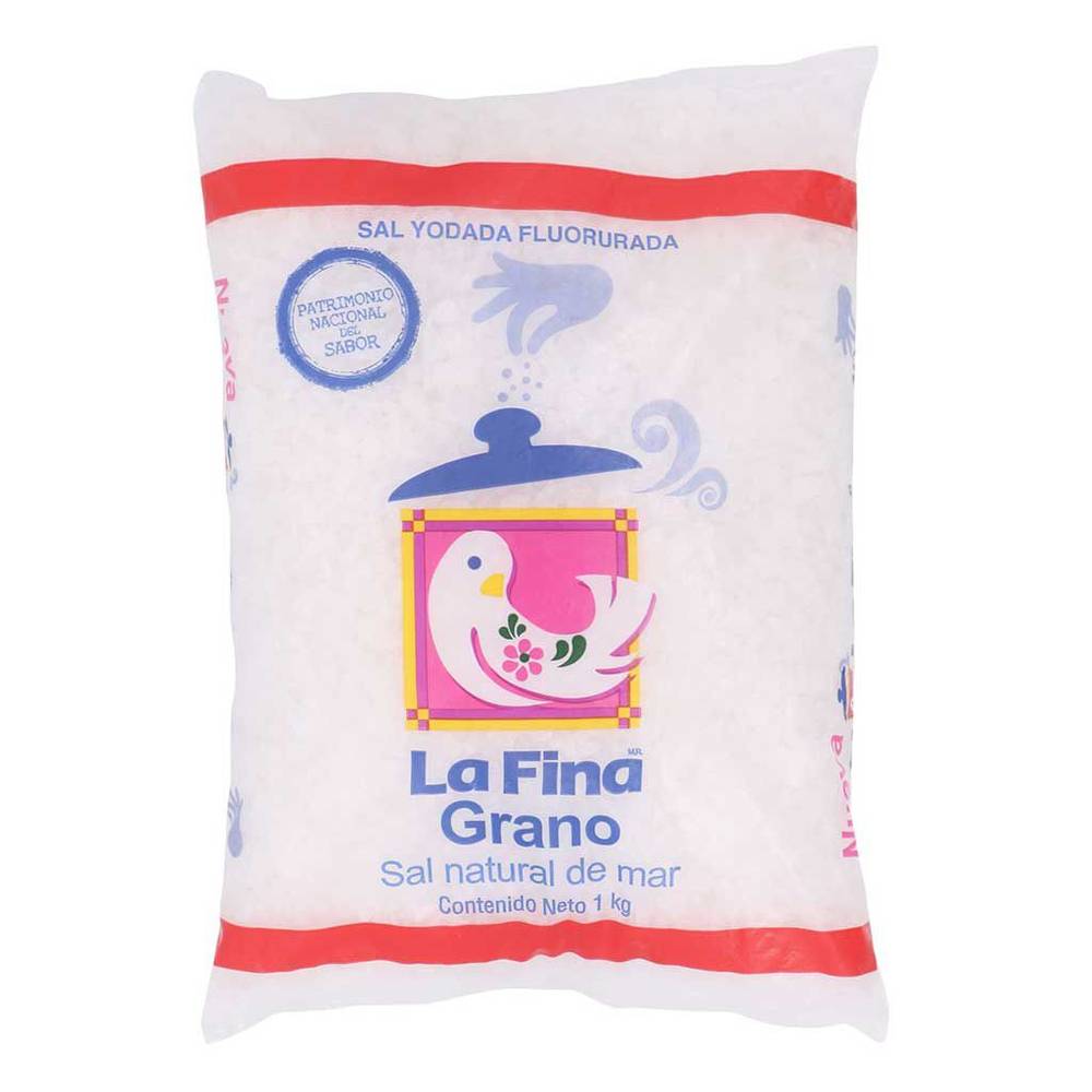 La fina sal de mar yodada fluorurada en grano (bolsa 1 kg)