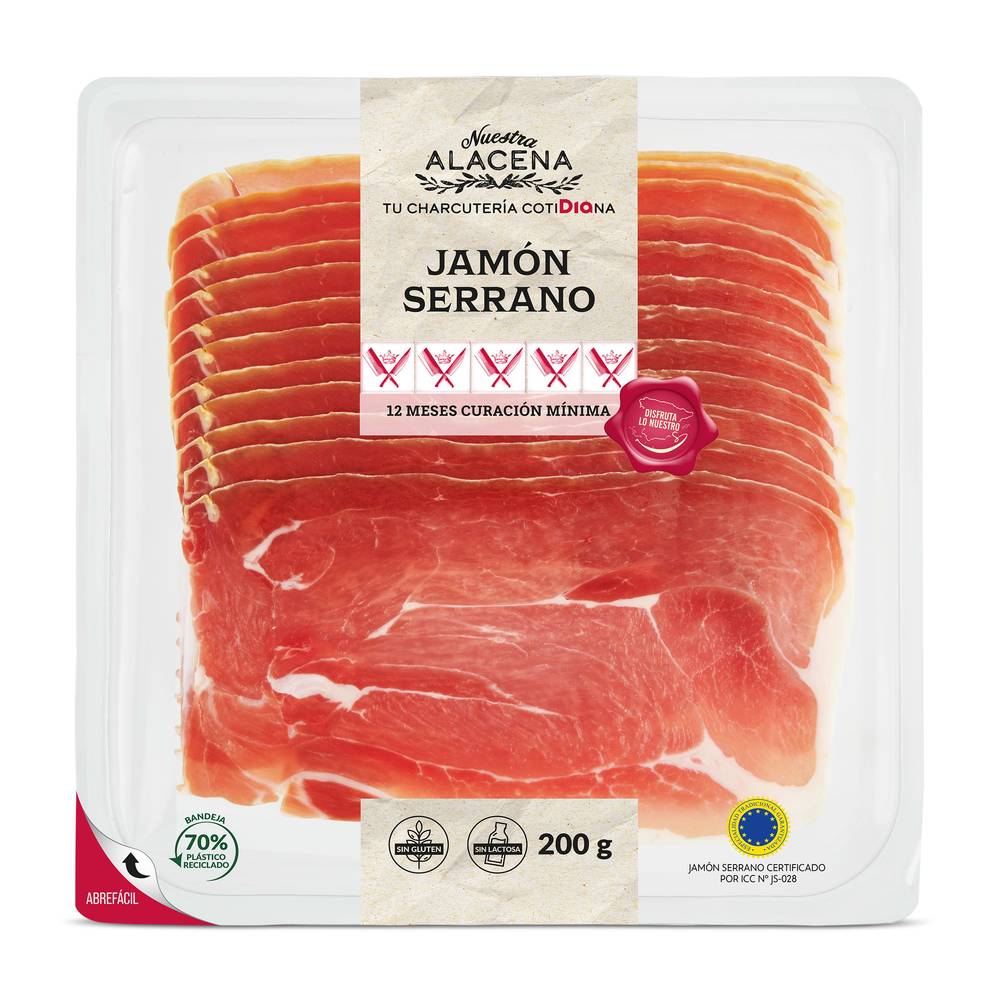 Jamón Serrano Nuestra Alacena De Dia Bandeja 200 G