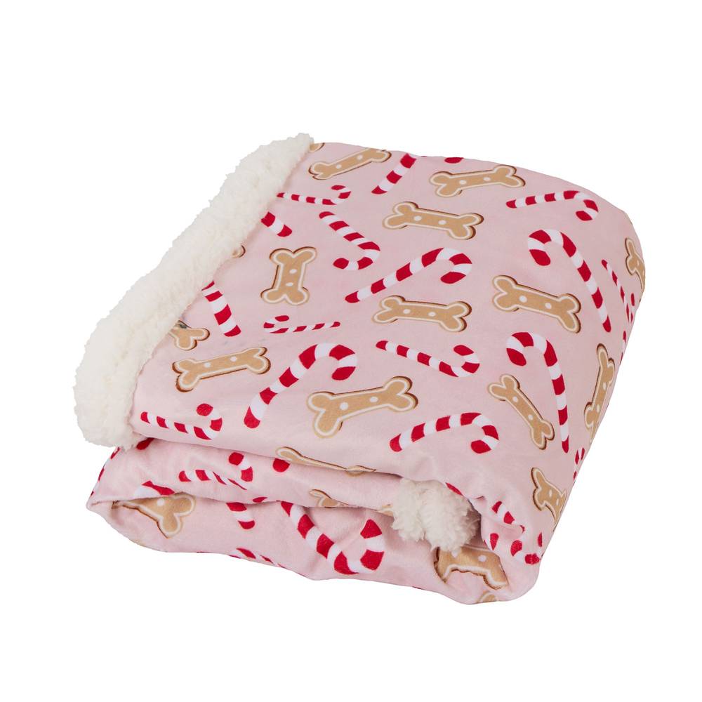 Merry & Bright™ Candy Cane Pet Blanket (Color: Pink)