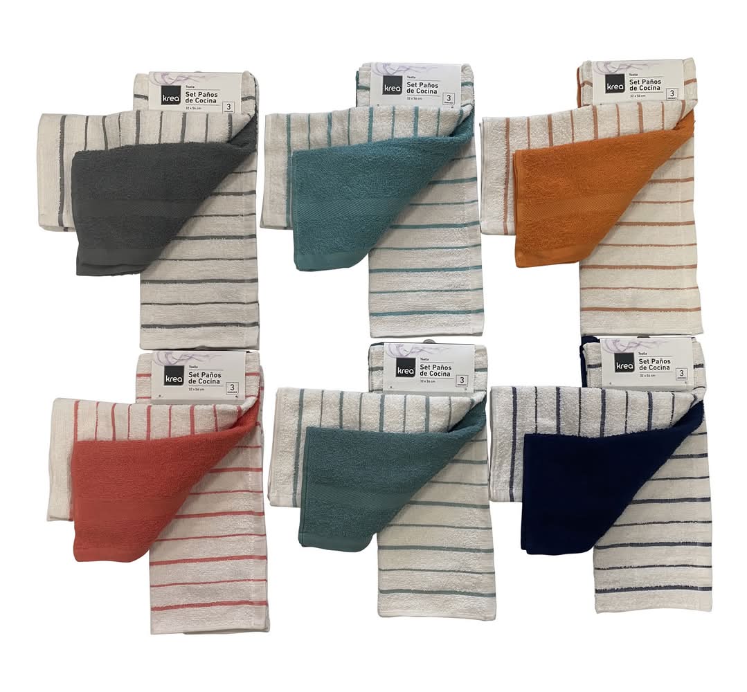 Krea · Set paños toalla líneas (3 un)