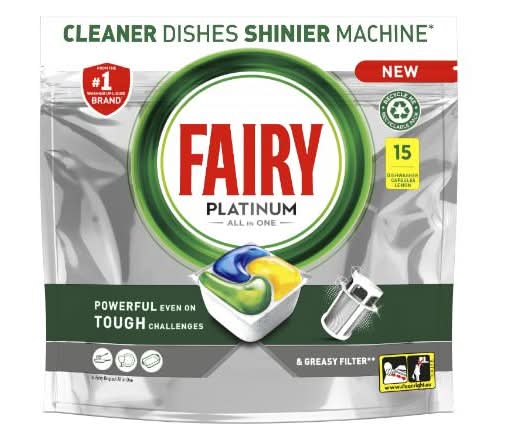Fairy Platinum All In One Dishwasher Tablets Lemon, 15 Tablets