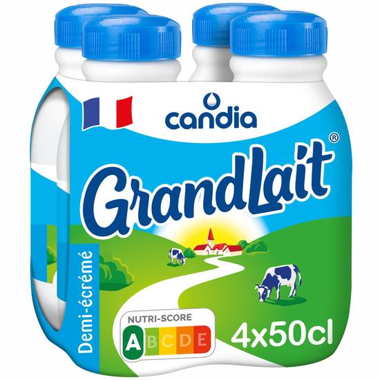 Candia - Grandlait lait demi-écrémé uht (4 pièces, 500 ml)