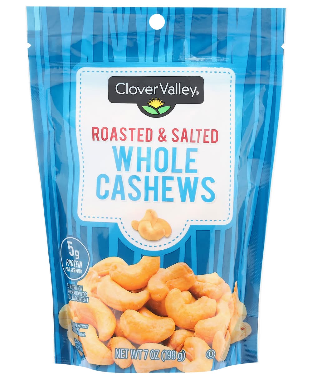 Clover Valley Whole Cashews, Roasted-Salted (7 oz)