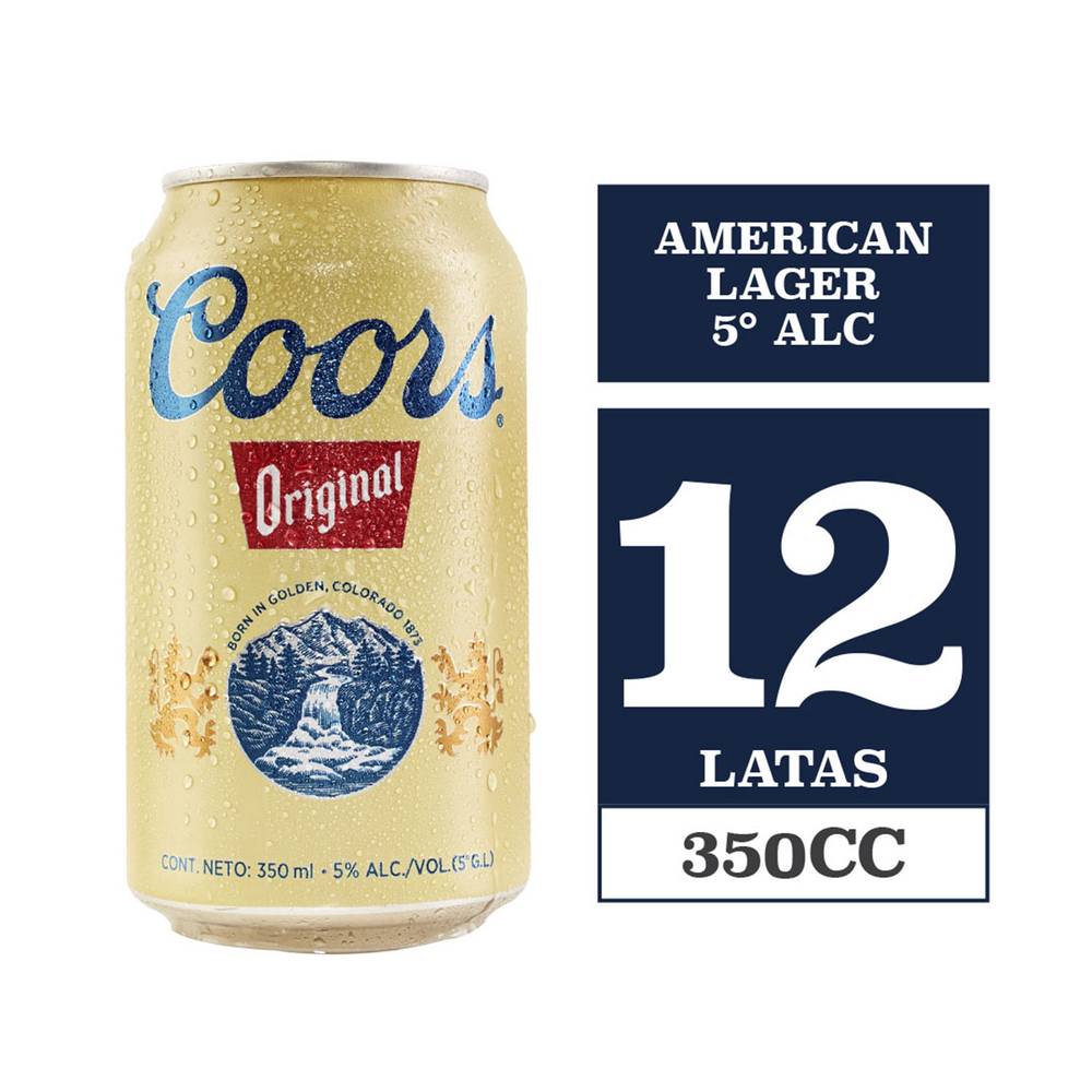 Coors cerveza lager (12 u x 350 ml c/u)
