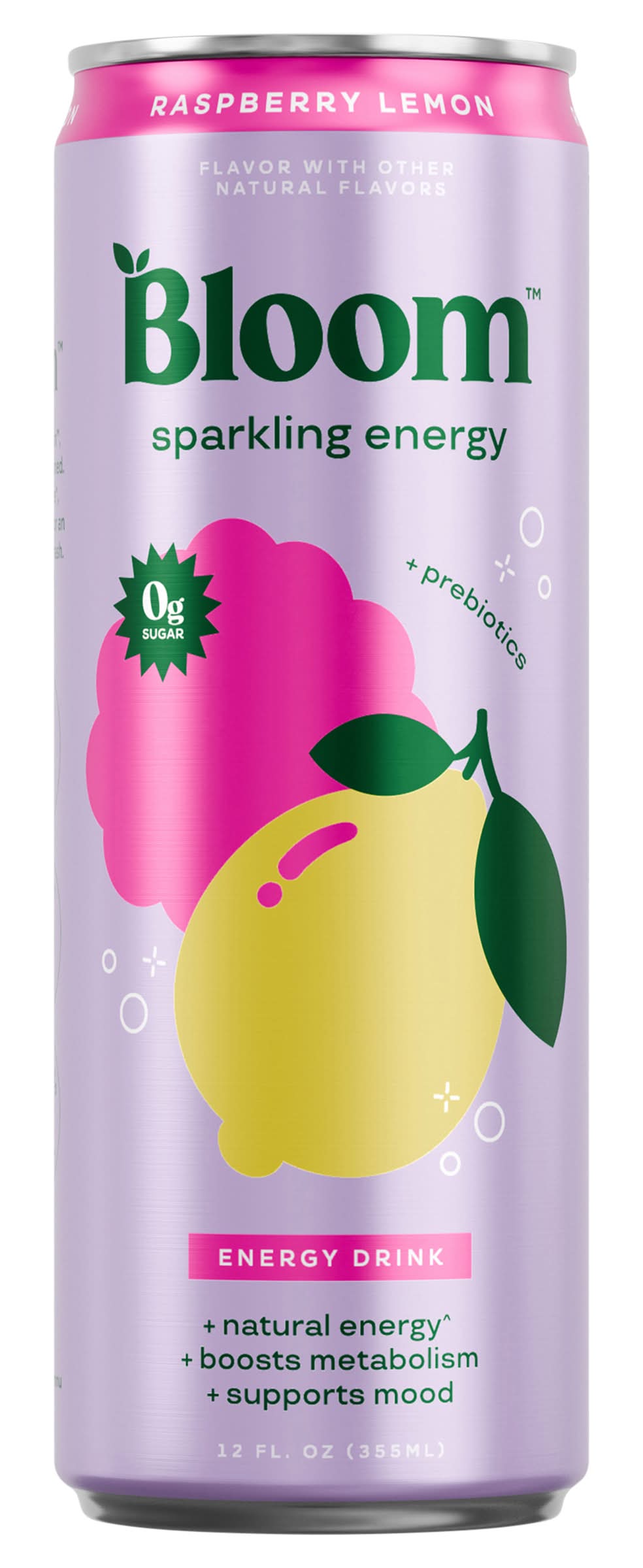 Bloom Flavored Sparkling Energy Drink, Raspberry Lemon (12 fl oz)