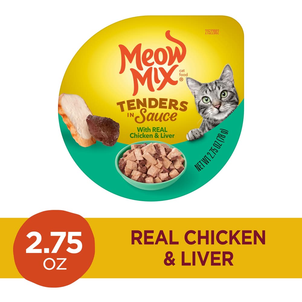 Meow Mix Tenders in Sauce Wet Cat Food, Chicken & Liver (2.75 oz)