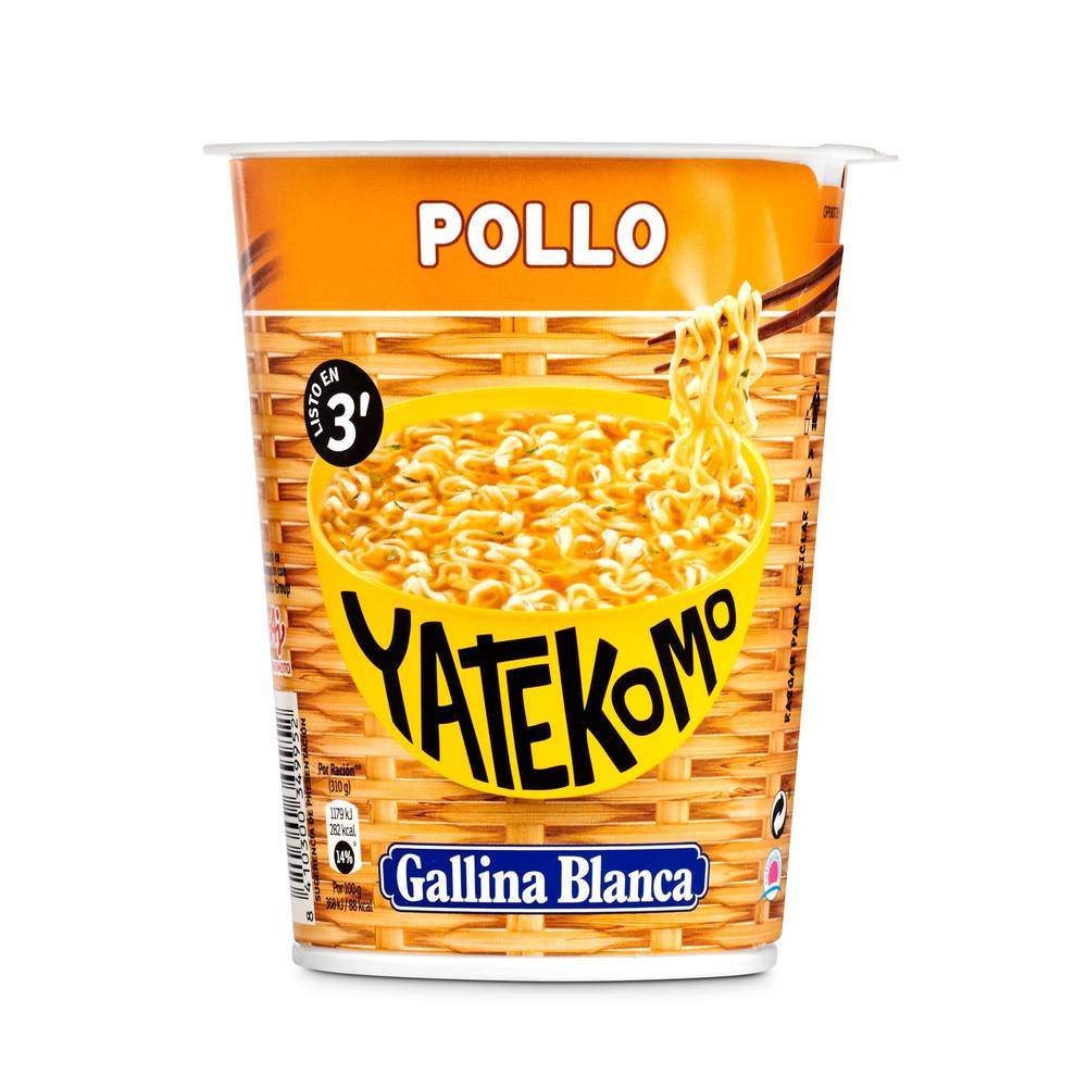 Fideos Orientales Pollo Gallina Blanca Yatekomo Vaso 60 G