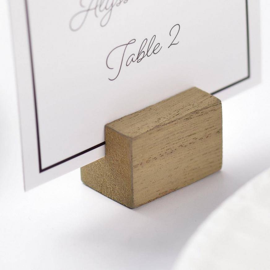 Rustic Wedding Wood Block Place Card Holders with Place Cards, 10ct