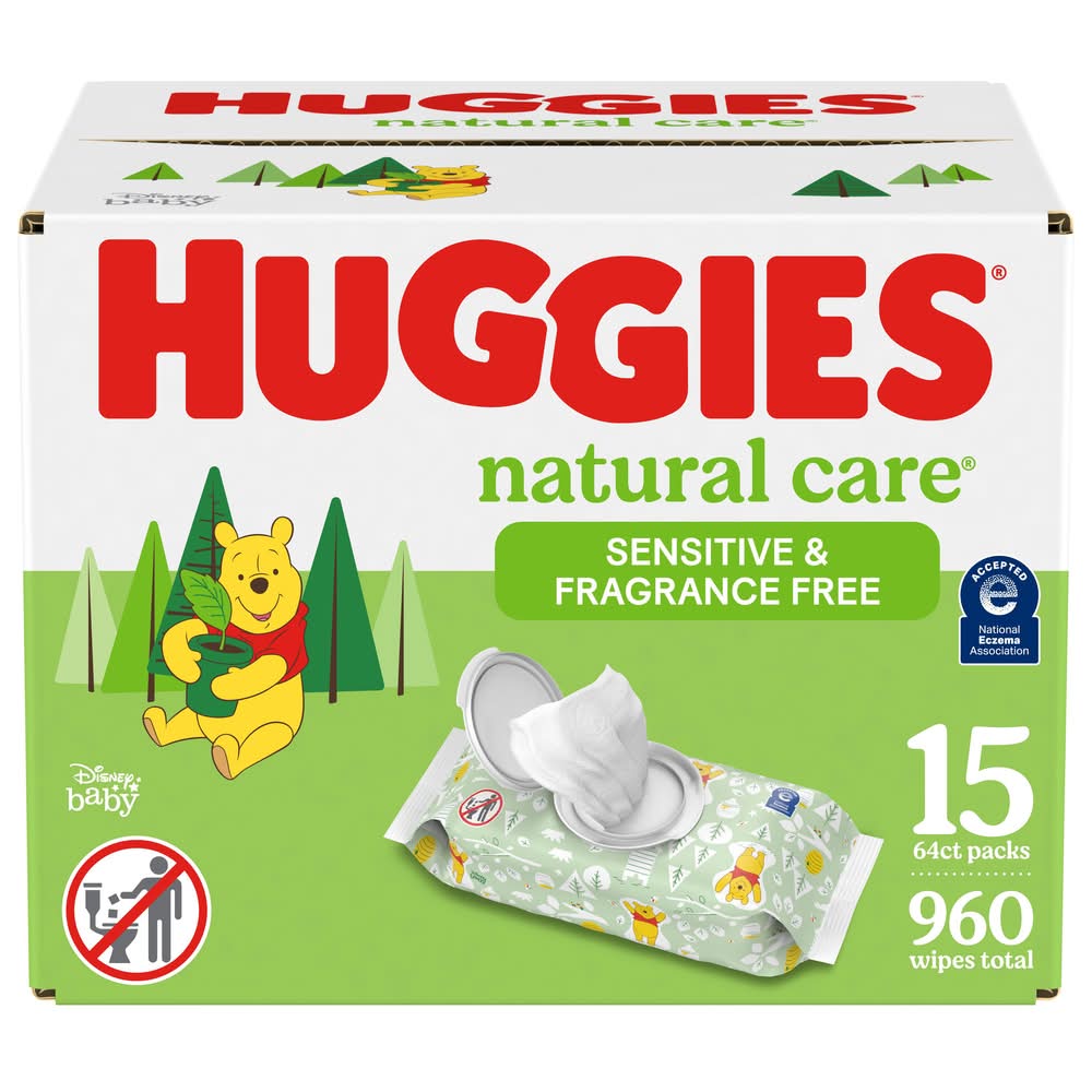 Huggies Natural Care Baby Wipes (15 x 64 ct)