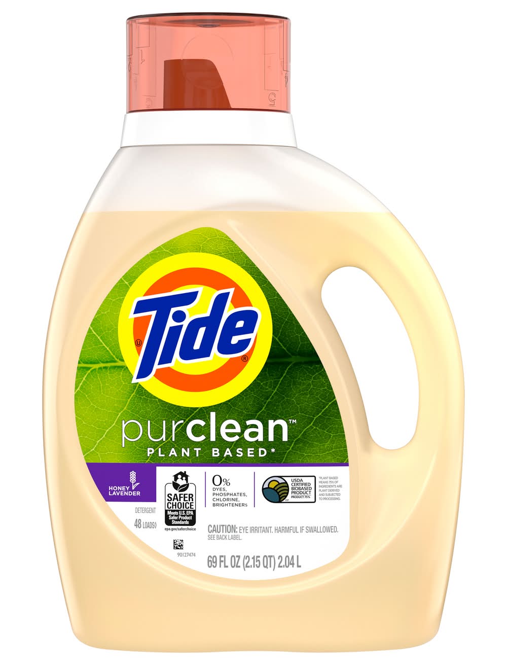 Tide Purclean Plant Based Liquid Detergent, Honey Lavender (69 fl oz)